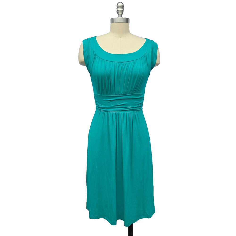 Gilli Stitch Fix Kamile Jersey Ruched Detail Dress Size S NWT Green Cap Sleeve